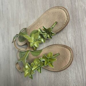 Born BOC leather Green Floral Sandals